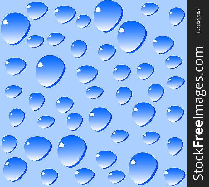 Vector blue water drops background. Vector blue water drops background