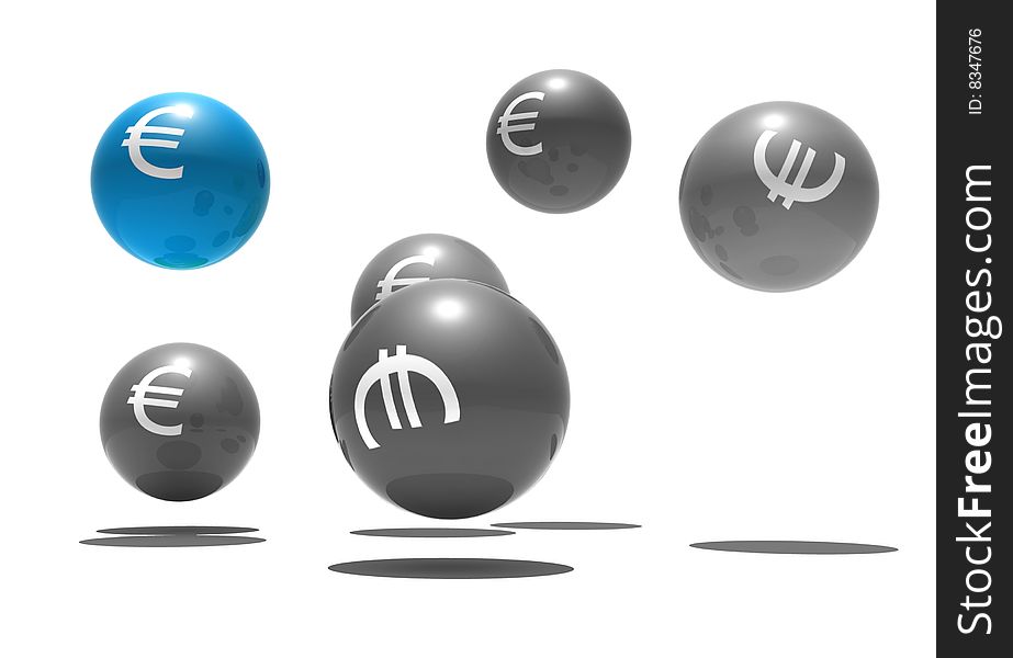 Isolated spheres with euro symbol