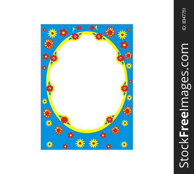 Illustration of photo frame with flower motive on each corner side