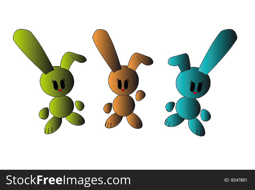 Rabbits - isolated illustration on white background. Rabbits - isolated illustration on white background