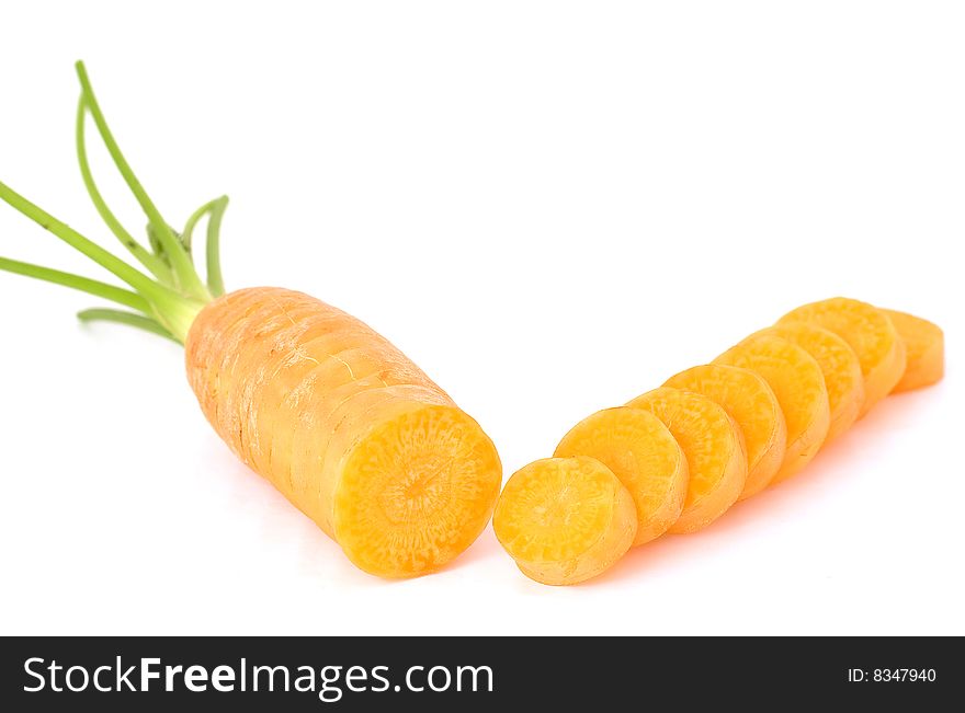 This is a ripe, sliced carrot.