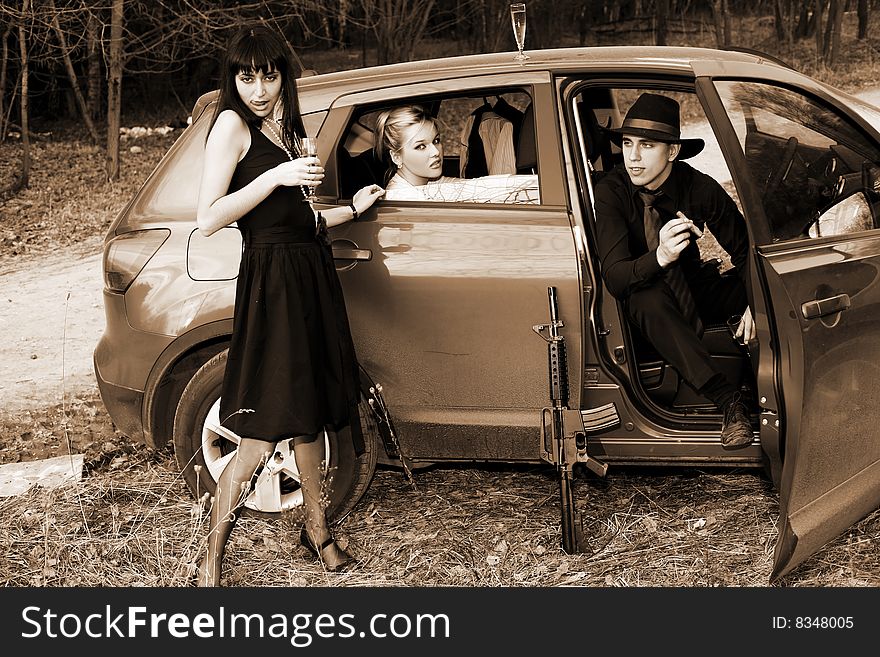 Man and womans in car