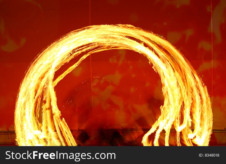 A Fire Show Performed On Stage