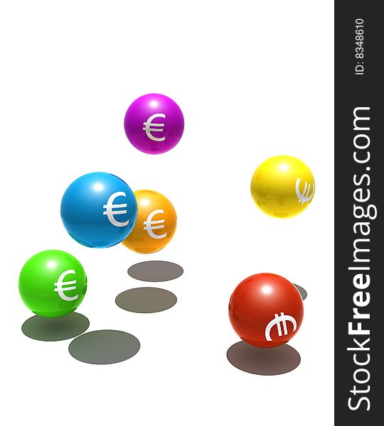 Isolated Spheres With Euro Symbol