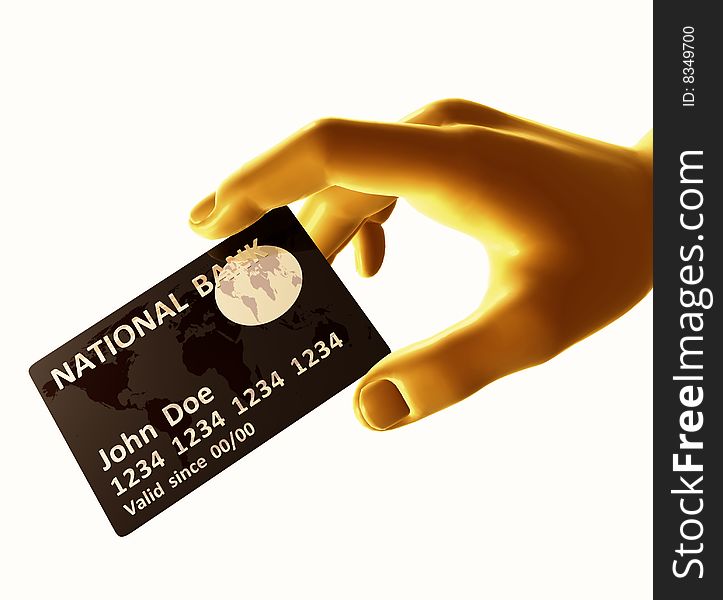 Yellow  hand figure endorsing platinum credit card