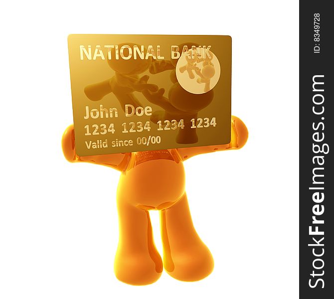 Yellow  icon figure endorsing  credit card