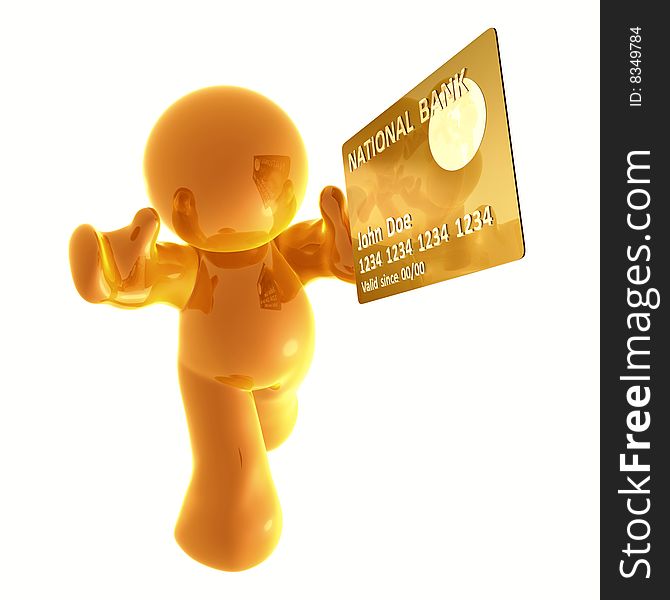 Yellow  icon figure endorsing  credit card