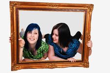 Two Girls In Frame. Stock Photography Two Girls In Frame. Stock Photography