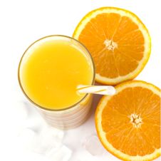 Oranges, Ice And Juice Stock Image