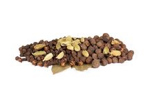 Allspices , Black Peppers,cardamom And Bay Leaves. Stock Images