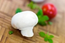 Fresh Mushrooms Isolated On A Wooden Background Stock Photography Fresh Mushrooms Isolated On A Wooden Background Stock Photography