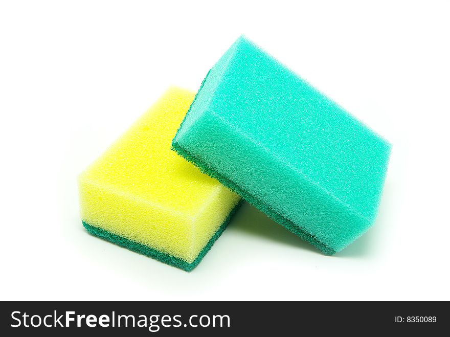 Kitchen sponges isolated on a white background