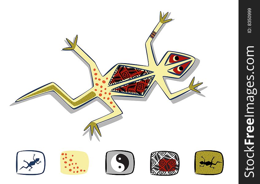 Vector picture with stylized lizard