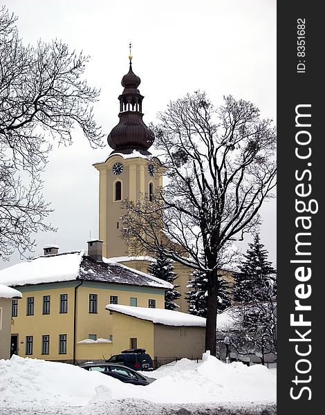 Czech-Roznov pod Radhostem church in winter
