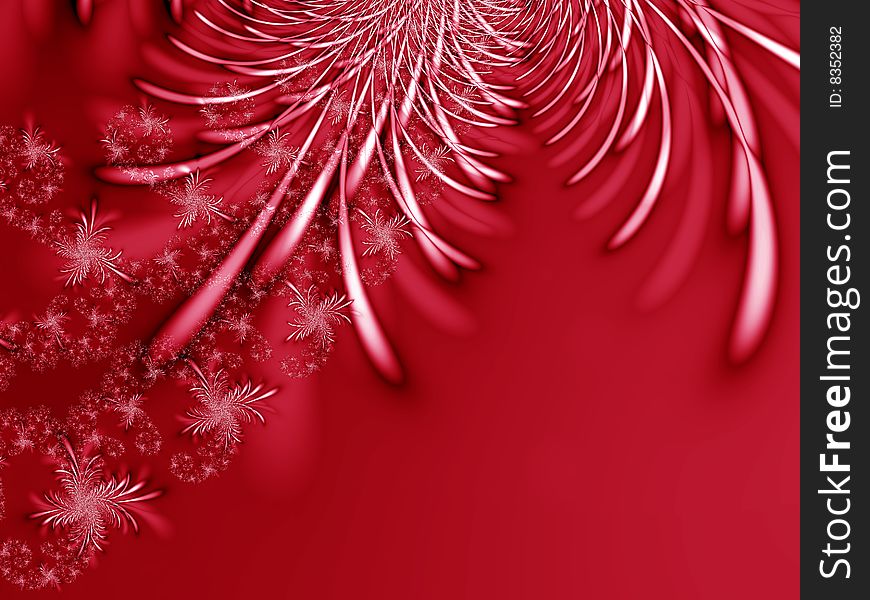 Red floral background. Fractal illustration. Red floral background. Fractal illustration