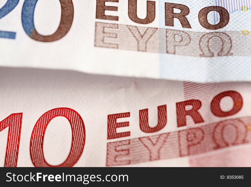 Detail of a Euro banknote with big DOF. Detail of a Euro banknote with big DOF
