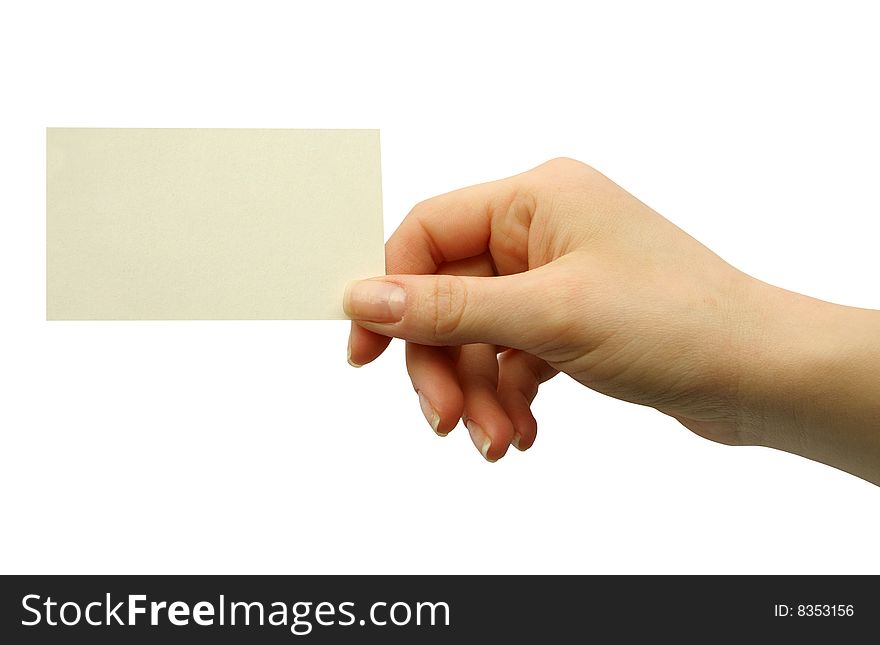 Card blank in a hand