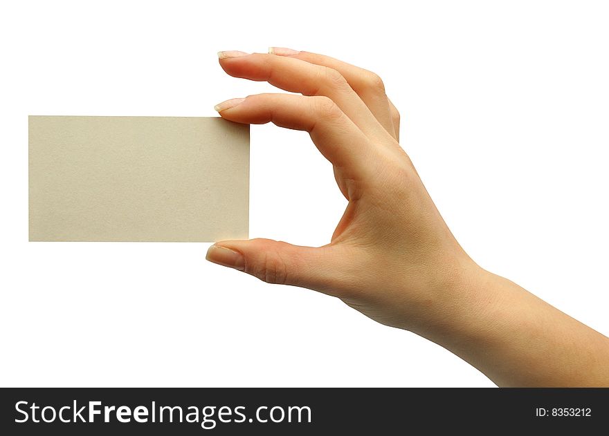 Card blank in a hand
