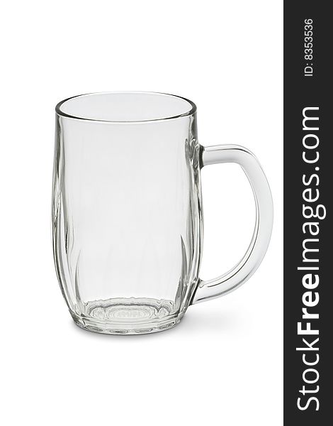 An empty clear beer mug