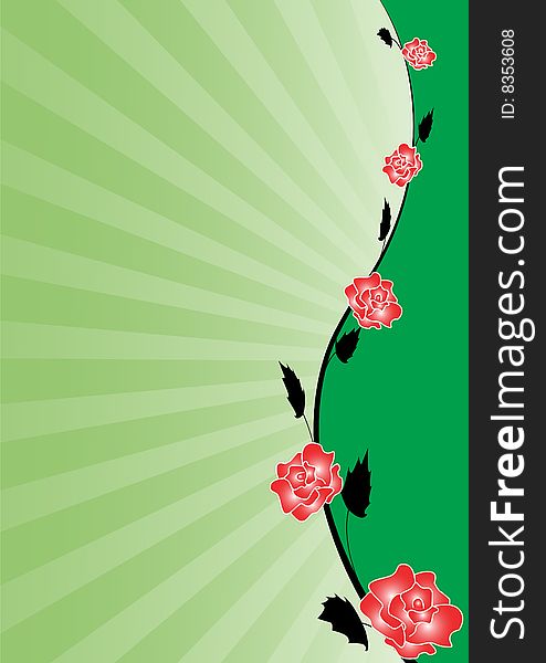 Simple green background with red roses. Simple green background with red roses