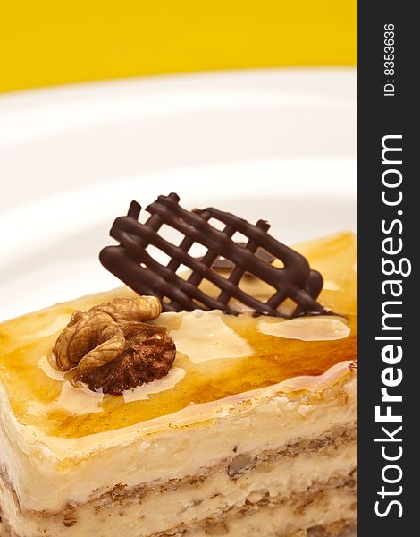 Food series: pastry with chocolate and circassian walnut. Food series: pastry with chocolate and circassian walnut