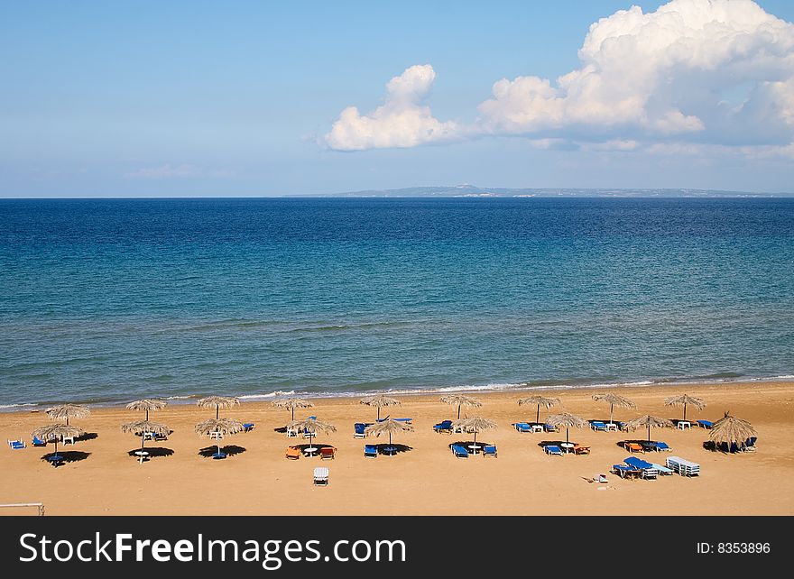 Mediterranean sea coast on greece island