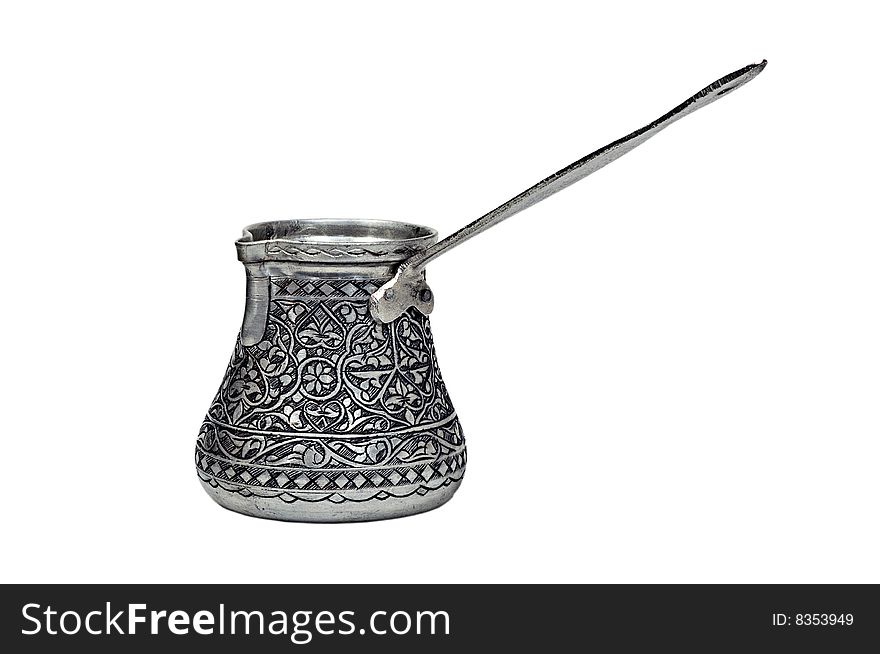 Antique coffeepot on a white background isolated