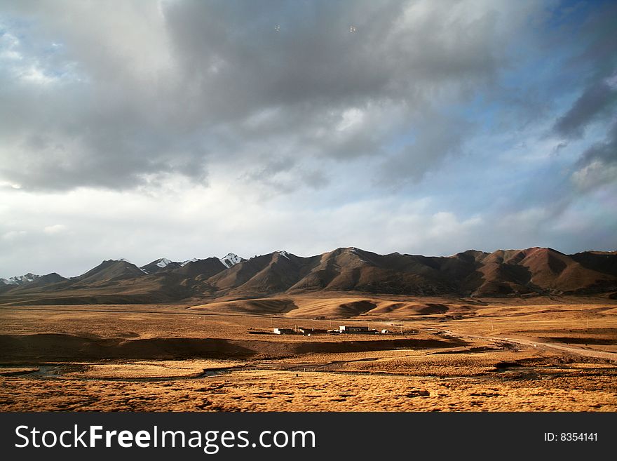 Golden landscape in tibetan plateau. Golden landscape in tibetan plateau