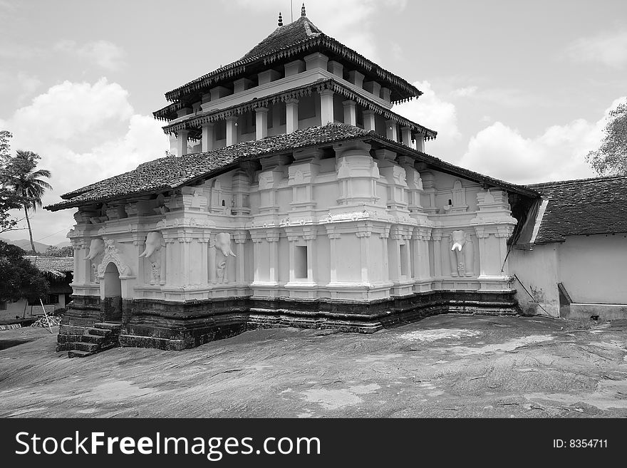 Buddhist temple built on a rock in Sri Lanka