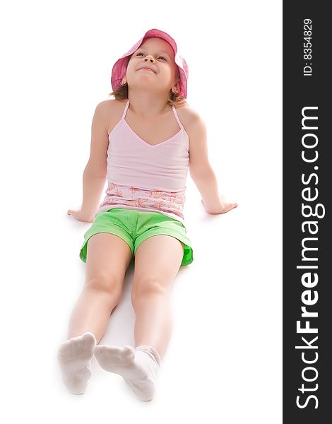 Little girl pose isolated on a white background. Little girl pose isolated on a white background