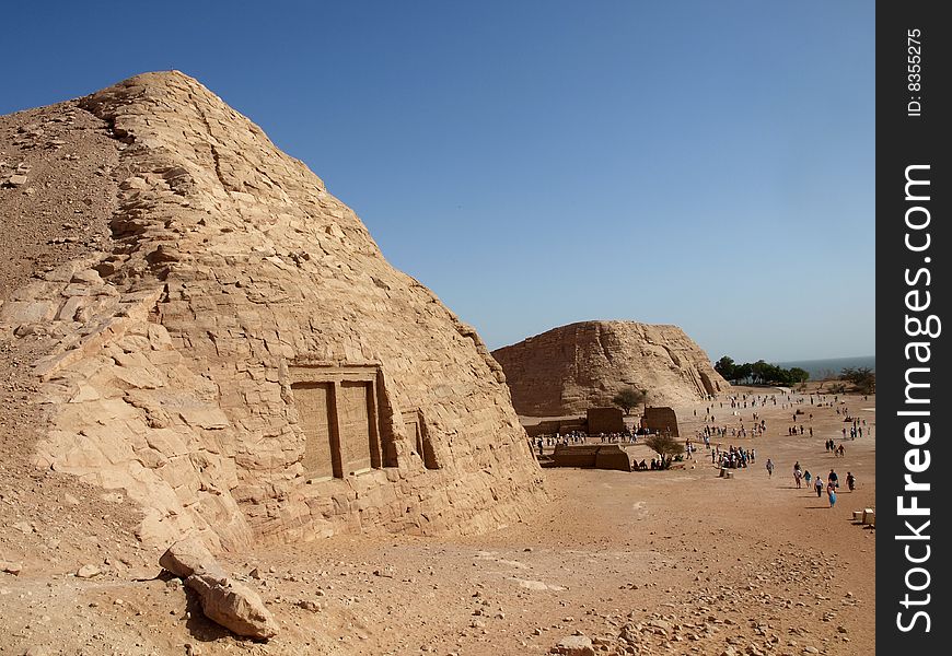 Abu Simbel, a set of two temples near the border of Egypt with Sudan.