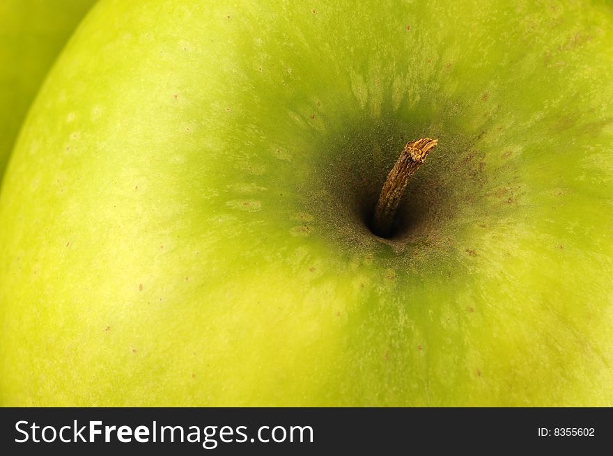 Big juicy green apple. The view from above. Big juicy green apple. The view from above.