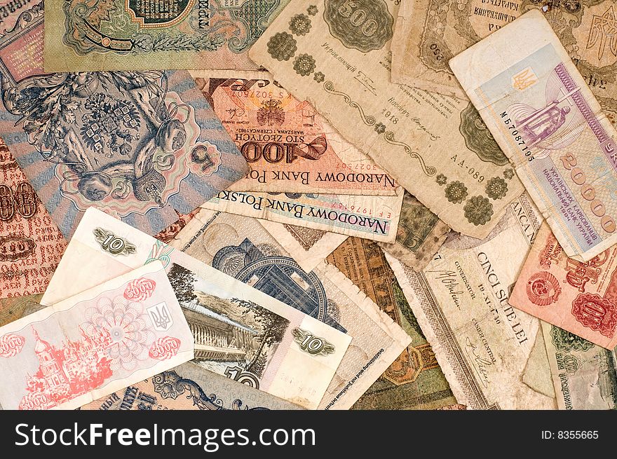 Some old banknotes abstract background