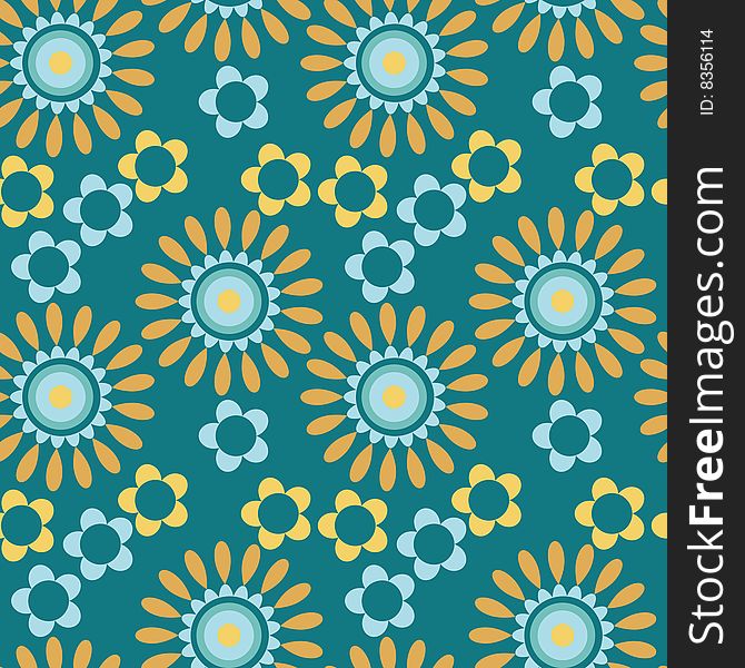 Summery blue and yellow stylized flower pattern. Summery blue and yellow stylized flower pattern
