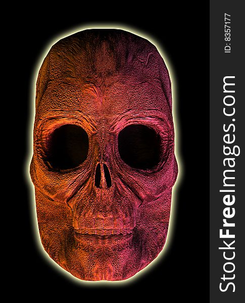 3D digital illustration of a glowing skull. 3D digital illustration of a glowing skull