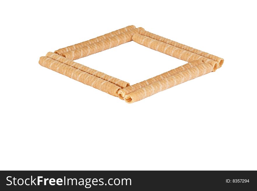 Square made with cookie isolated on a white background. Square made with cookie isolated on a white background.