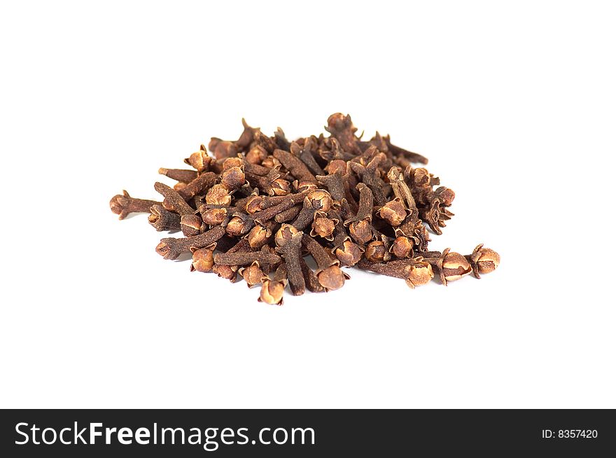 Group Of Cloves  On A White Background.