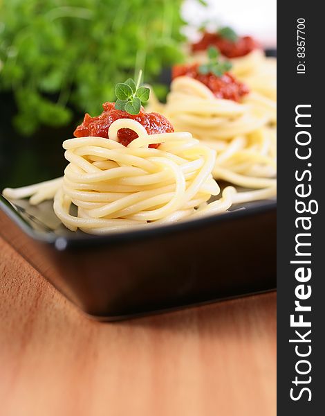 Spaghetti with tomato delicious food