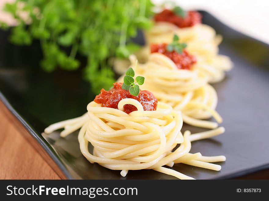 Spaghetti with tomato delicious food