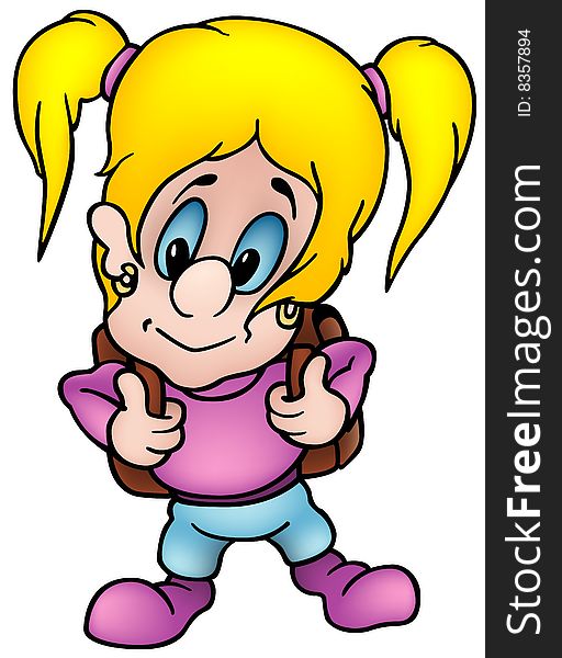 Schoolgirl - colored cartoon illustration as vector
(Schoolgirl 03 with Schoolbag)