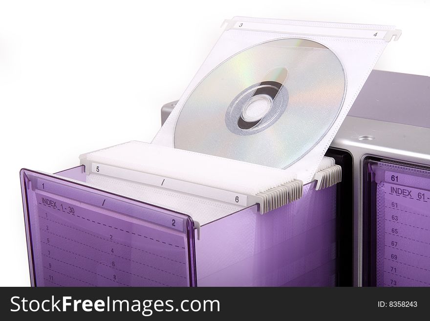 CD box and CD discs on white.
This is a filing system with the CD box.