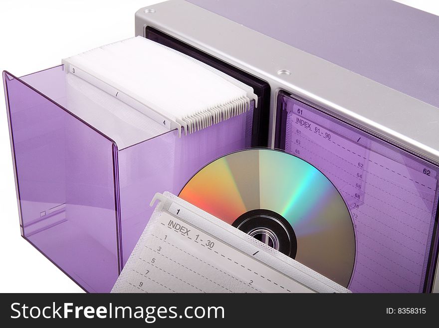 CD box and CD discs on white.
This is a filing system with the CD box.