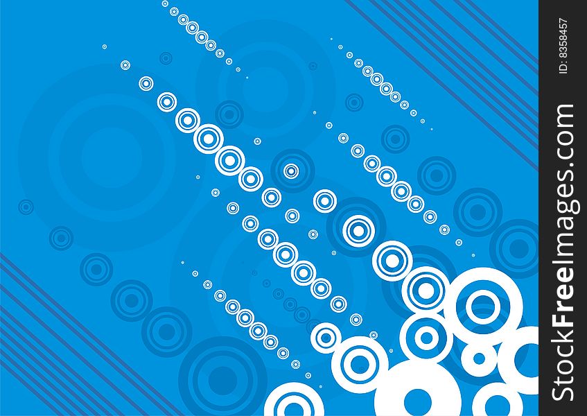 Abstract circle design in blue and white colors,  series.