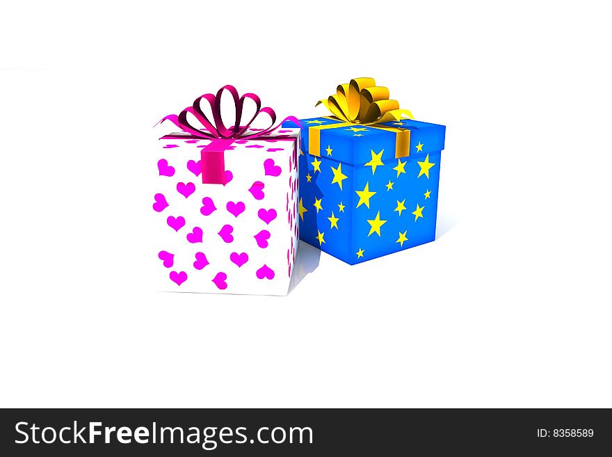 Gift boxes - 3d isolated illustration (christmas / valentine's day)