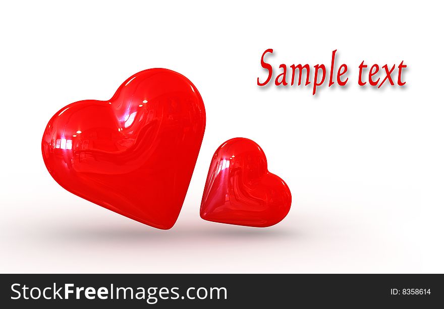 Red hearts - isolated illustration on white background