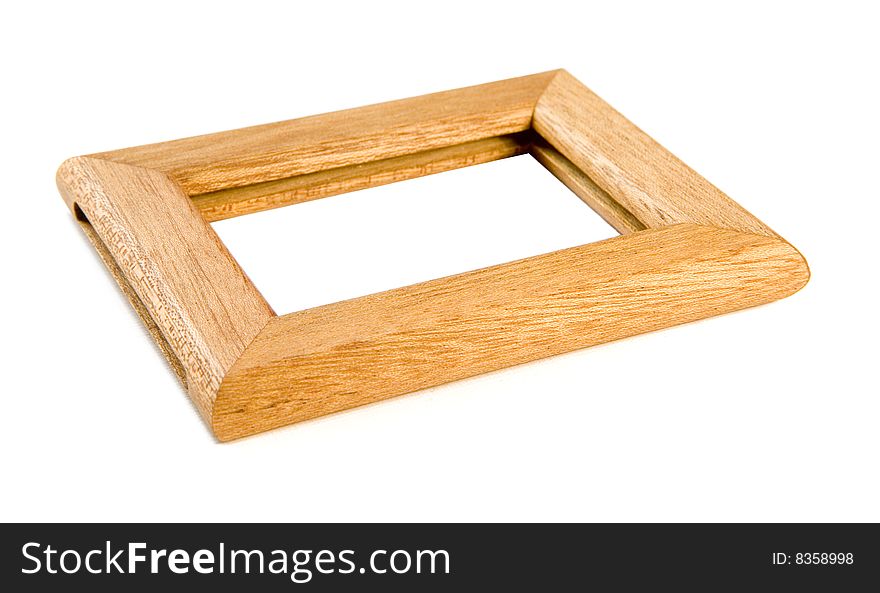 Little wooden frame on white ground