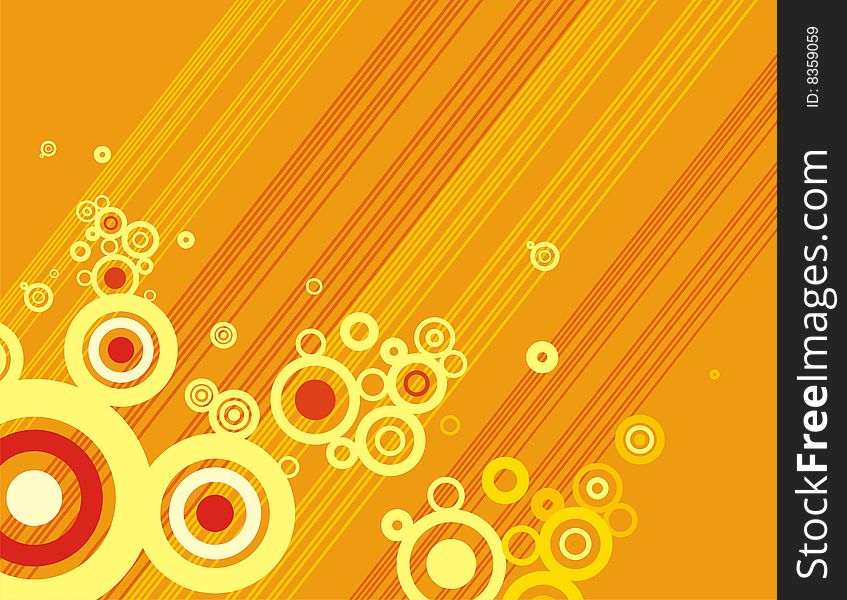 Abstract circle design in yellow, red and orange colors,  series.