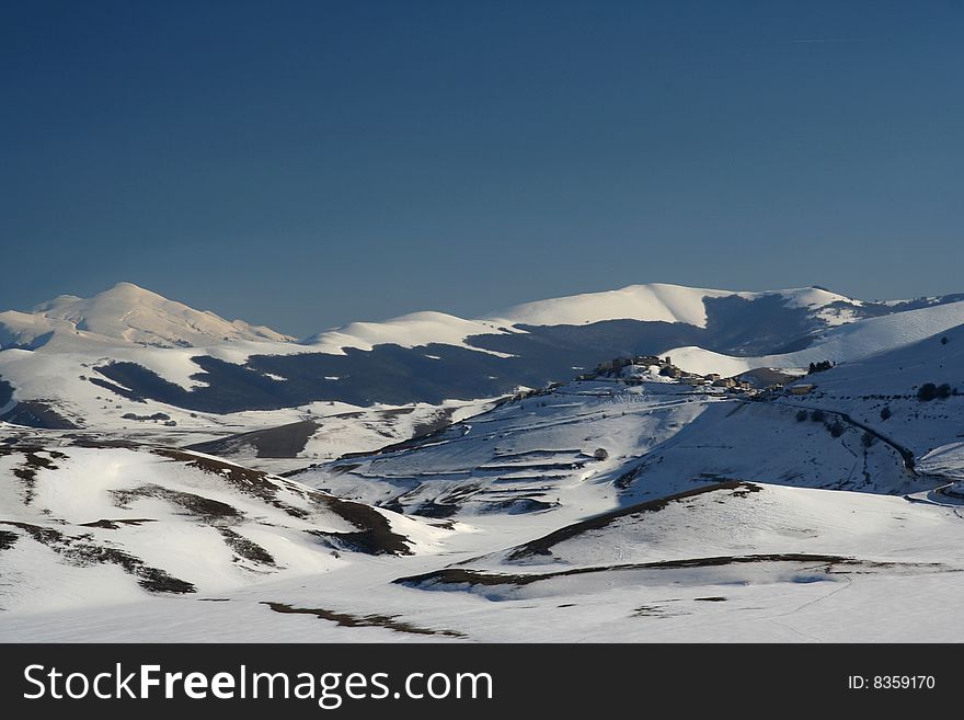 Winter landscape in Castelluccio