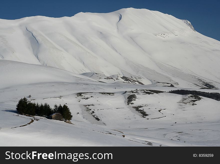 Winter landscape captured near Castelluccio di Norcia - Umbria - Italy. Winter landscape captured near Castelluccio di Norcia - Umbria - Italy