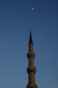 Minaret And Moon Stock Photography
